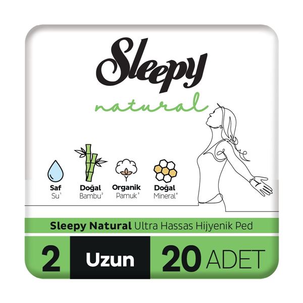 Serviettes hygiéniques Sleepy Natural Ultra Sensitive longues, 20 pièces