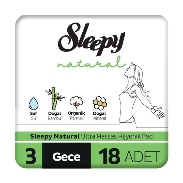 Image de Sleepy Natural Ultra Sensitive Serviettes Hygiéniques Nuit 18 Serviettes