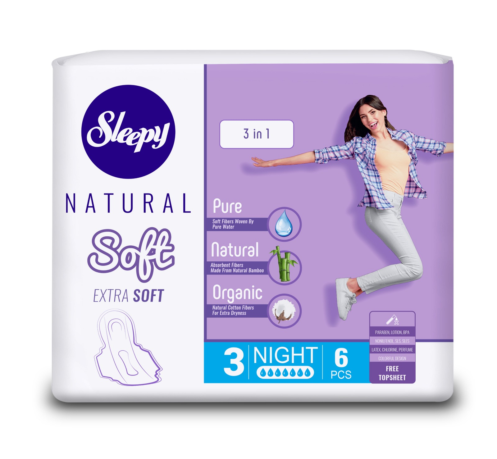 Sleepy Natural Slim Ekstra İnce GECE 6 Adet Ped