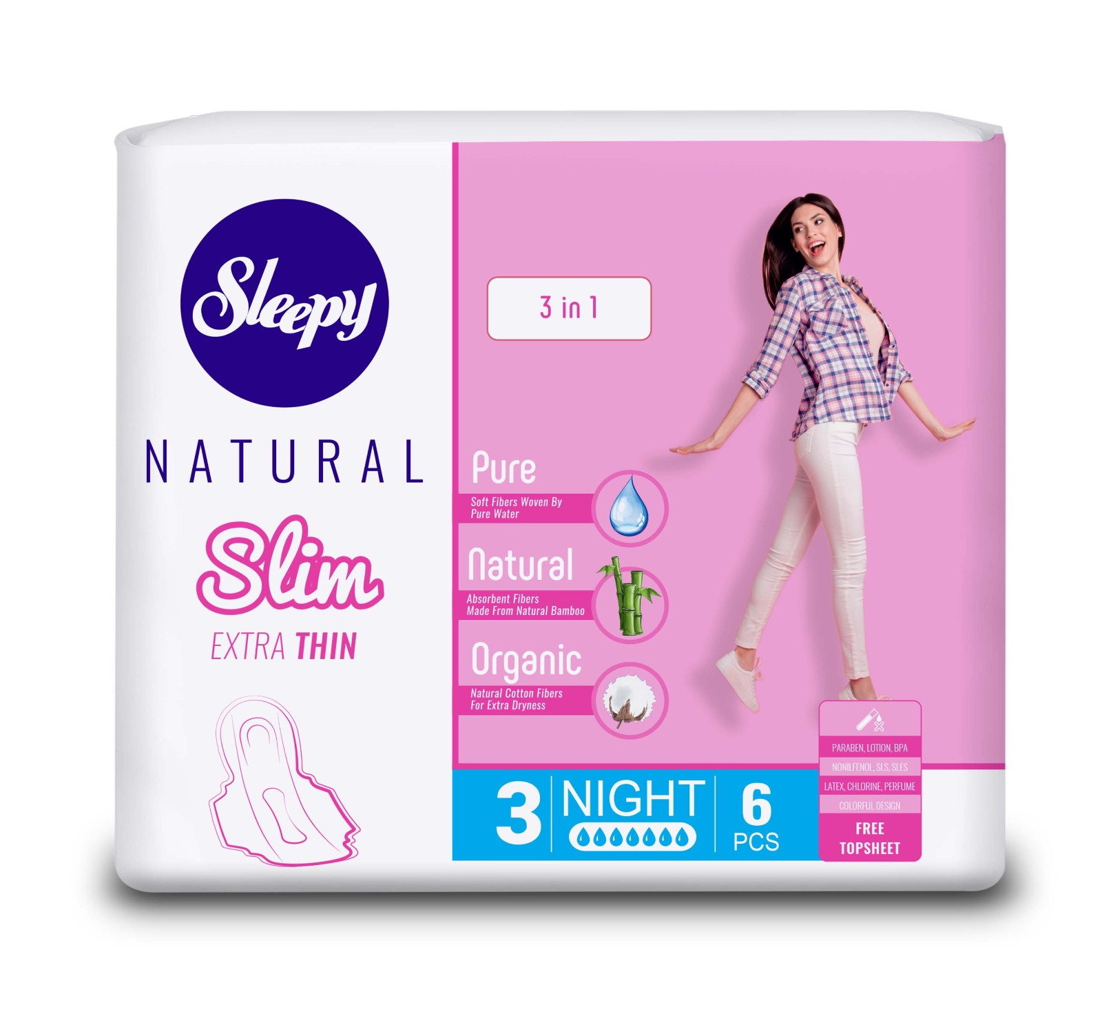 Sleepy Natural Soft Ekstra Yumuşak GECE 6 Adet Ped
