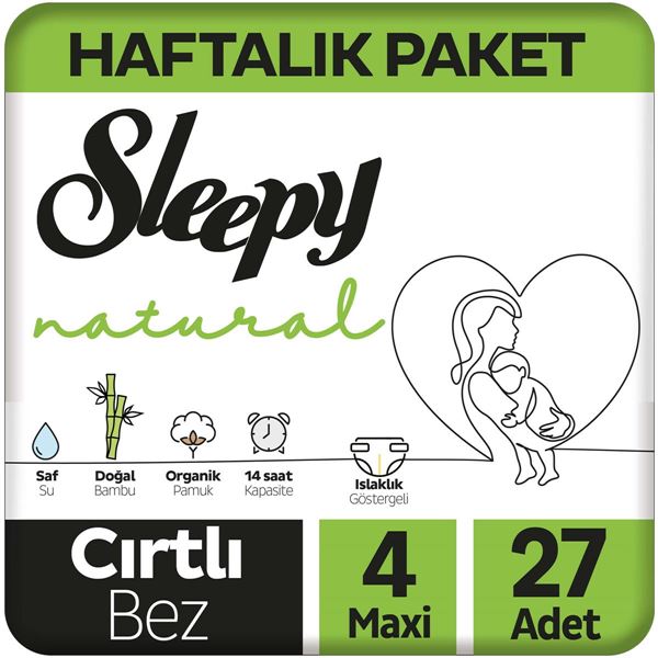 Photo de Sleepy Natural Pack hebdomadaire de couches pour bébé numéro 4 Maxi 27 pièces