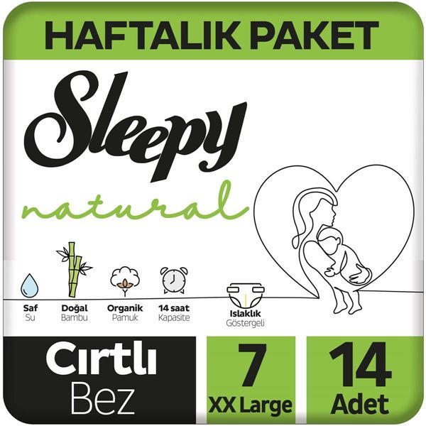 Image de Sleepy Natural Pack de couches hebdomadaires 7 tailles XL 14 pièces