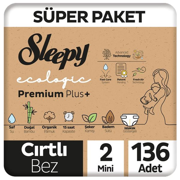 Image de Sleepy Ecologic Premium Plus Super Pack Couches Taille 2 Mini 136 Pièces