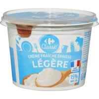 Crème fraîche épaisse légère 15% MG CARREFOUR CLASSIC'