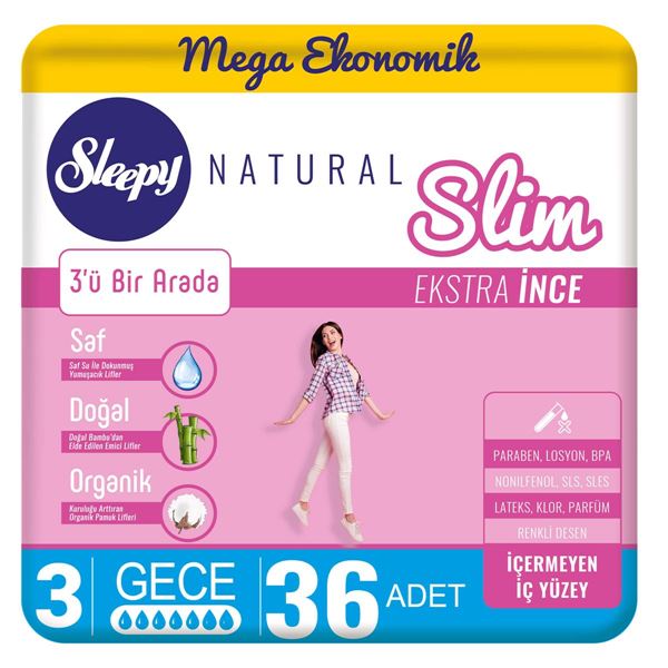 Picture Sleepy Natural Slim Nuit Extra Mince (36 Coussinets)
