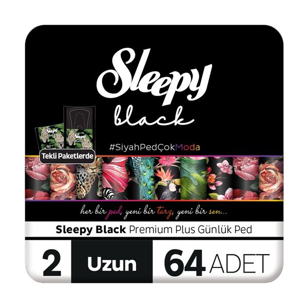 Picture Sleepy Black Premium Plus Serviette quotidienne longue 64 serviettes